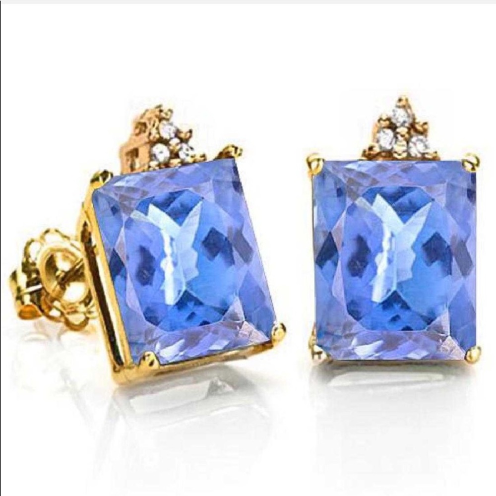 ❤️❤️❤️❤️‍🩹3.12 CARAT LAB TANZANITE 10K SOLID GOLD OCTAGON ❤️❤️❤️